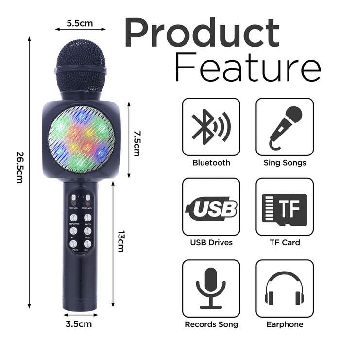Karaoke Bluetooth Microphone Wireless Bluetooth Karaoke Microphone - Black