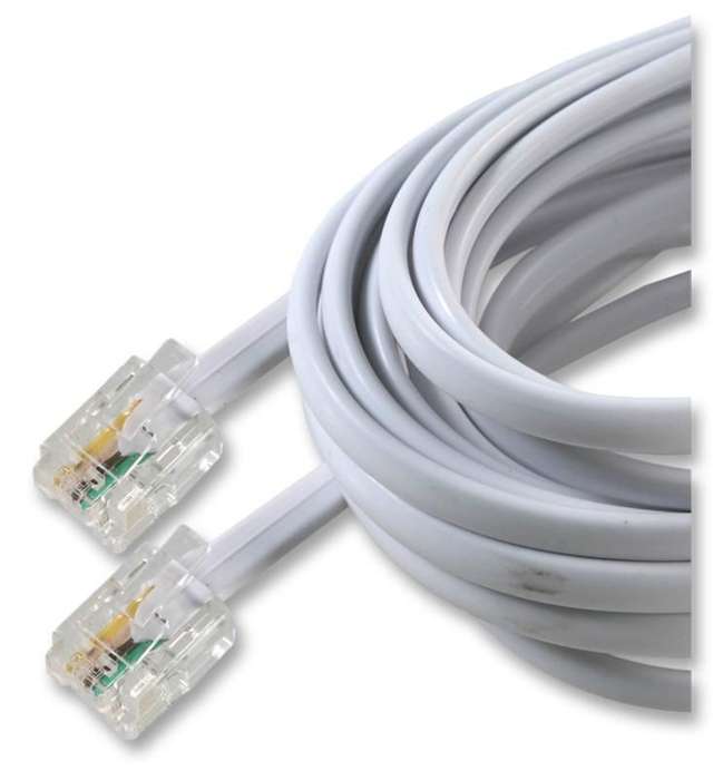 Pro Signal BT-120 Telephone Modular Cable, RJ11 Plug to RJ11 Plug, White