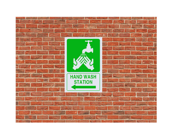 Hand Wash Station Directional Safety Sign - ABS Sign Board