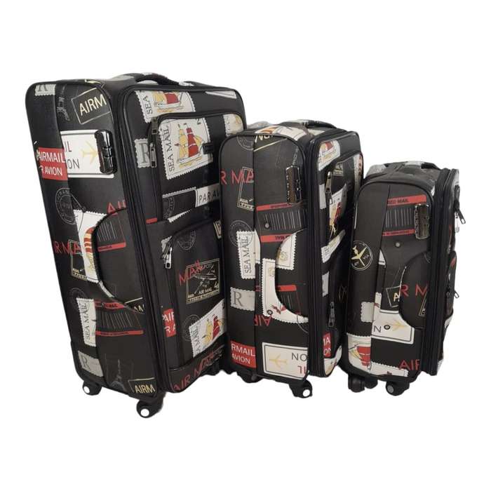 Stylish Luggage Bag - PU Leather Travel Suitcases - Boat - Set of 3