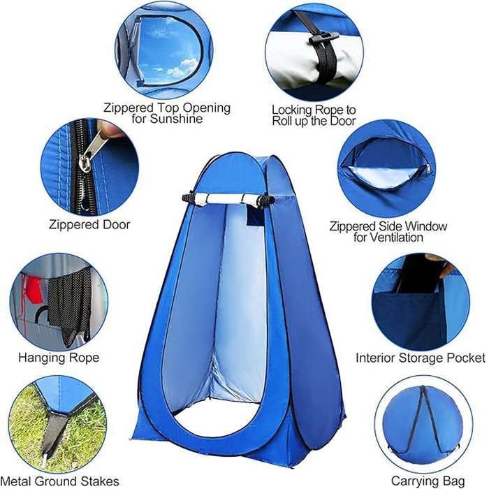 Pop-Up Camping Shower Tent With Solar Shower Bag