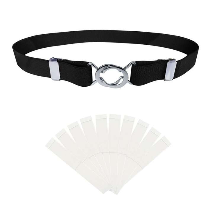 Women Skinny Belt Comfortable Elastic Adjustable Belt - Black