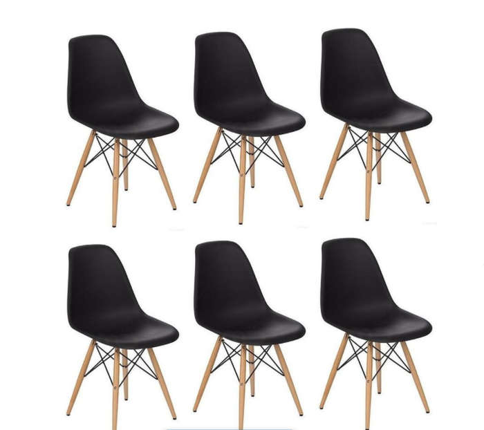 6 Wooden Leg Chairs - Black