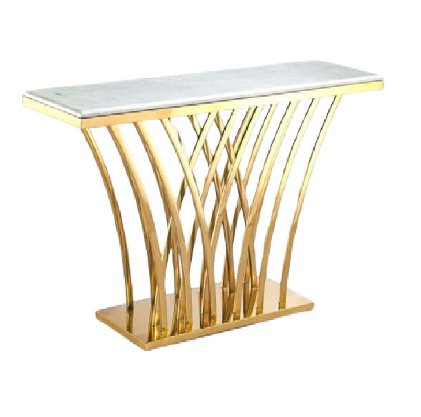 Modern Console Table With Marble Top-Gold or Silver