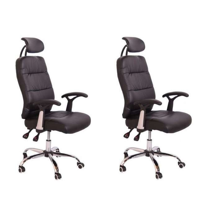 Office Chairs -Luxury Swivel Office Chair Head and Arm rests - Black
