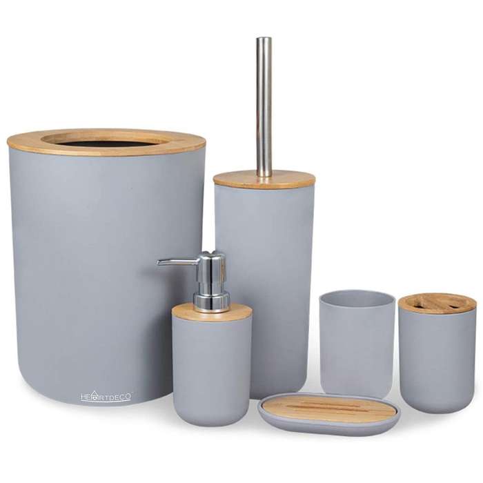 6 Piece Bathroom Accessories Set - Grey