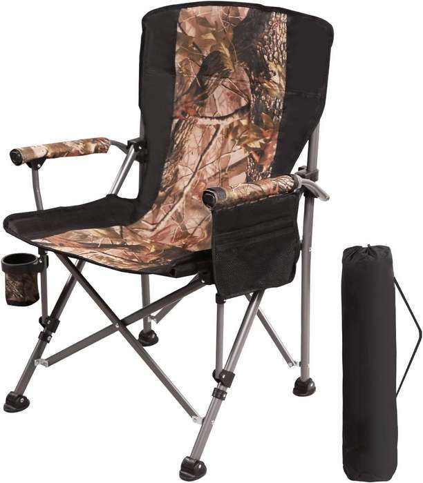 Foldable Portable Camping Chair With Cup Holder And Side Pocket (Camouflage)