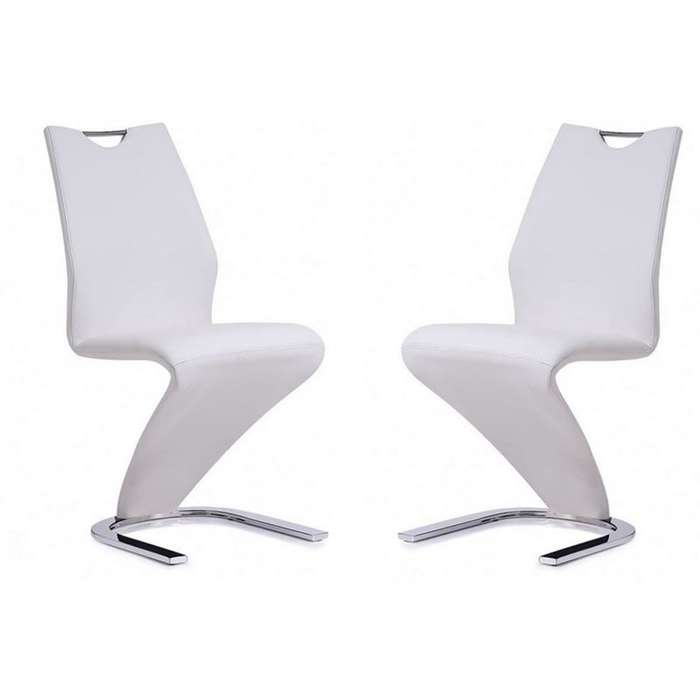 Dining Chairs Set of 2 Z-Shape Luxury and Modern  - White Colour