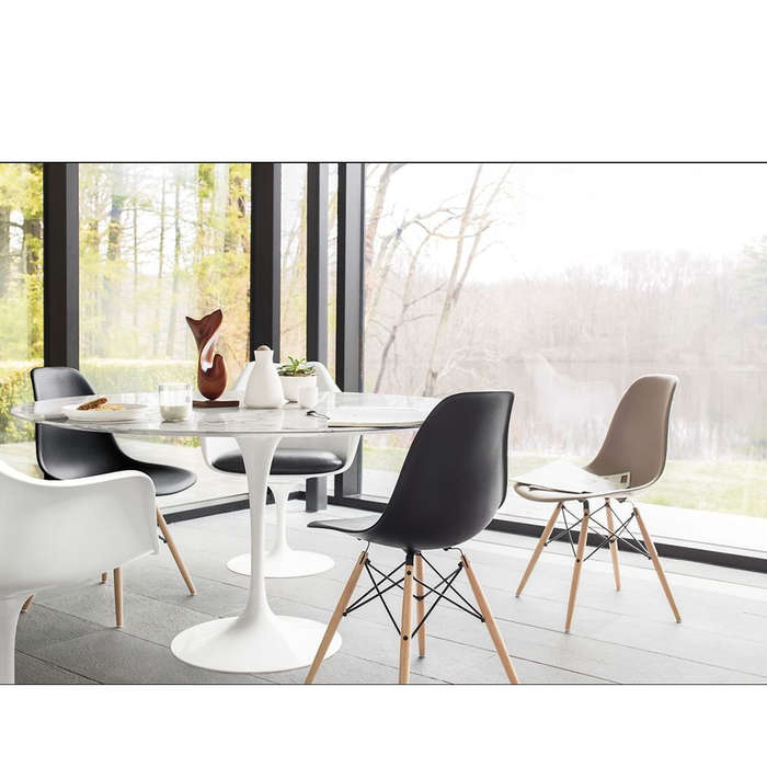 4 Black Wooden Leg Dining Chairs Set