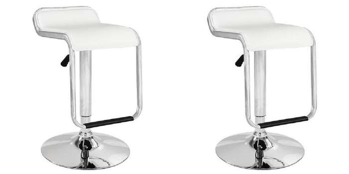 Low Back Leather Bar Chair Stools - White