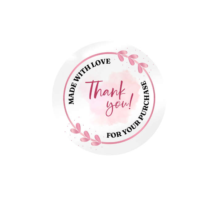 Clear Thank You Stickers - Made With Love - Pack of 200 Vinyl Stickers