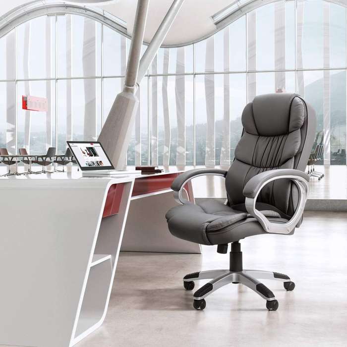 Office Chairs - High Back Executive Faux Leather - Grey