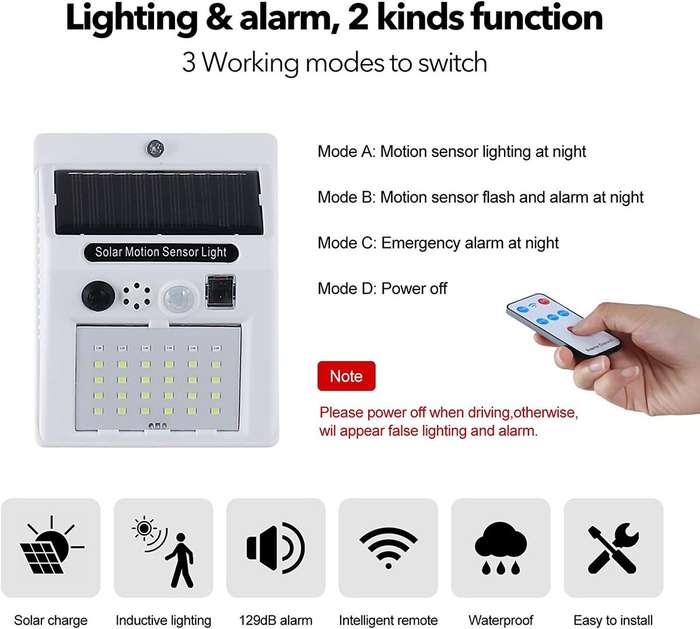 Outdoor Anti-Theft Solar Alarm Security Infrared Motion Sensor Light