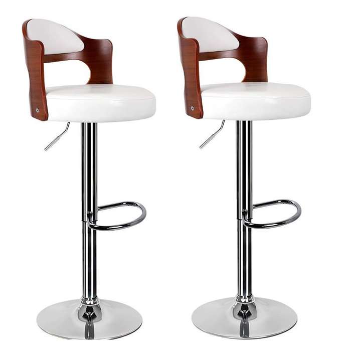 Modern Design Bar Stools - White, Brown
