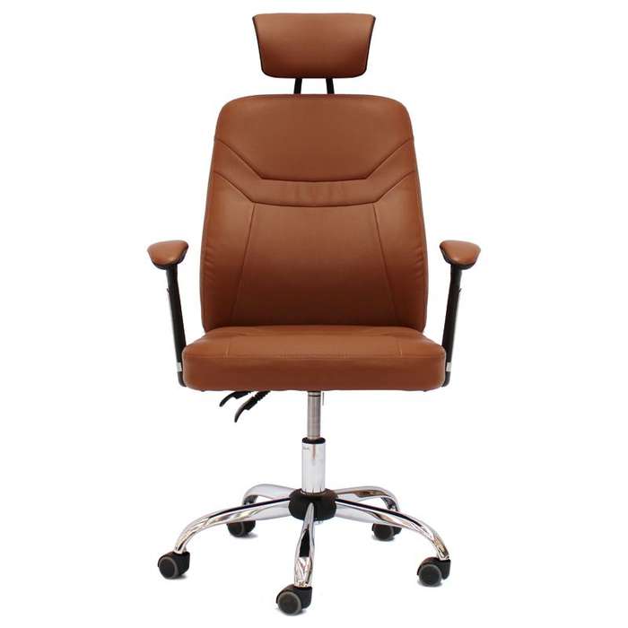 Office Chairs - Contemporary Design PU Leather Office Arm Chair- Reclinable Backrest -Brown Colour