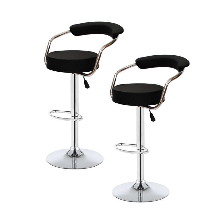 Set Of 2 Height Adjustable Kitchen Bar Stool with Backrest and Footrest