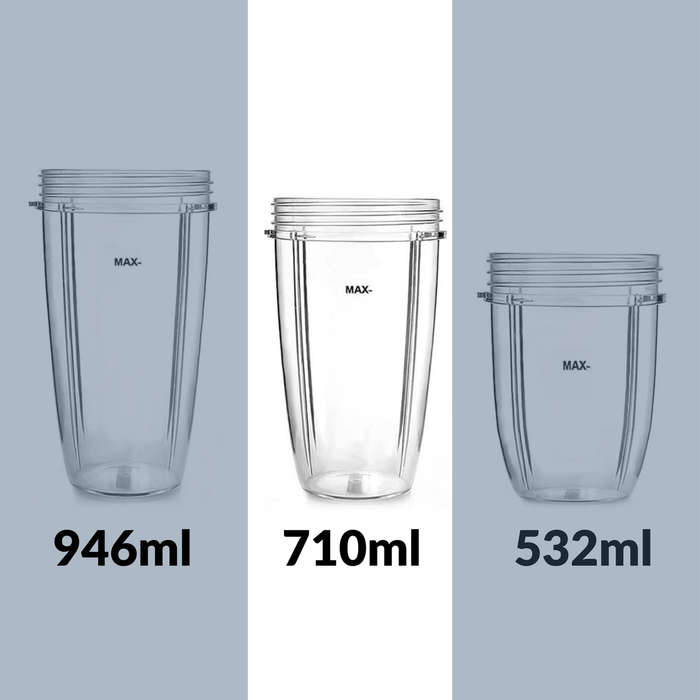 (Pack of 2 ) NutriBullet Replacement Tall Cup - TALL 710ml (Compatible with 600W/900W)