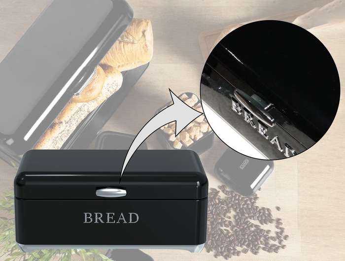 Glossy Retro Stainless Steel Bread Bin & Matching Caniser Set - Hook Handle (READ DESCRIPTION)