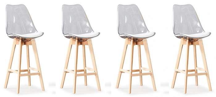 Transparent High Bar stools- Ergonomic & Elegant Design-Transparent White