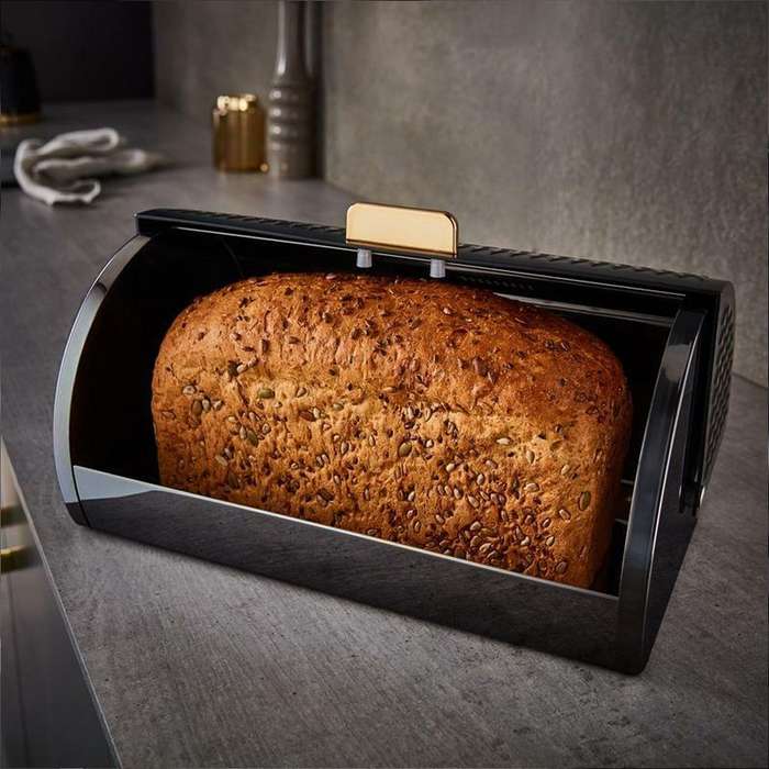 High Quality Bread Bin Canisters Kitchen Set With FREE Knife- Black