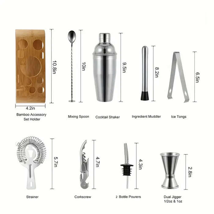 12 - Piece Stainless Steel Cocktail Shaker Bar Set