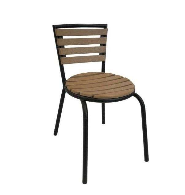 Wooden 4-seater Outdoor Patio Set With Black Metal Frames