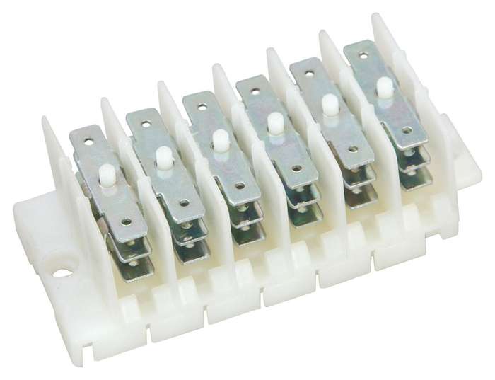Hylec (HY508/6 F/F) Panel Mount Barrier Terminal Block, 6 Row