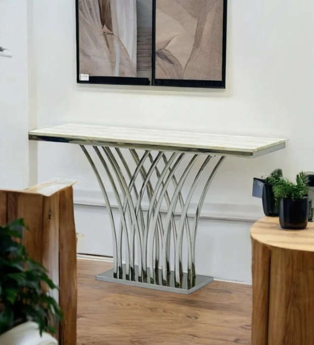 Modern Console Table With Marble Top-Gold or Silver