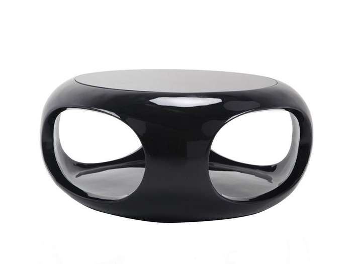 Glass Top Round Coffee Table-Black, white or red
