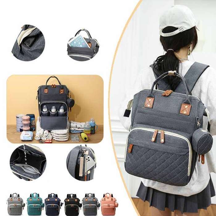 Multi-functional baby diaper bag & Bed - Blue