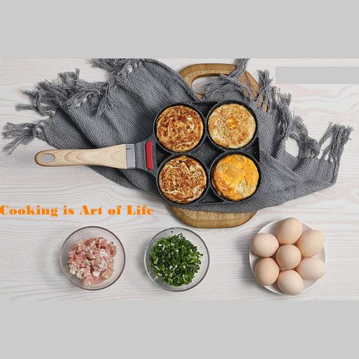 4 Hole Fried Egg Burger Pan Non-stick Multipurpose Egg Frying Pan-24cm