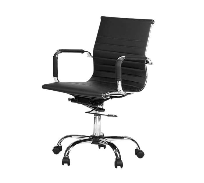 Office Chairs -Faux Leather Medium Back Swivel - Black Colour