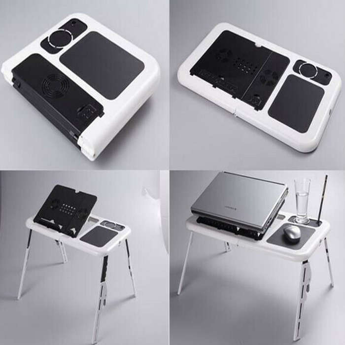 E-Table Portable Laptop Table Stand with 2-USB Cooling Fans for Bed or Couch
