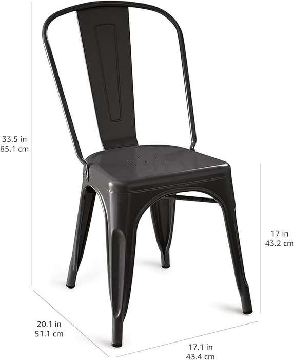 Metal stackable chair outdoor/indoor use- Black 1 pack
