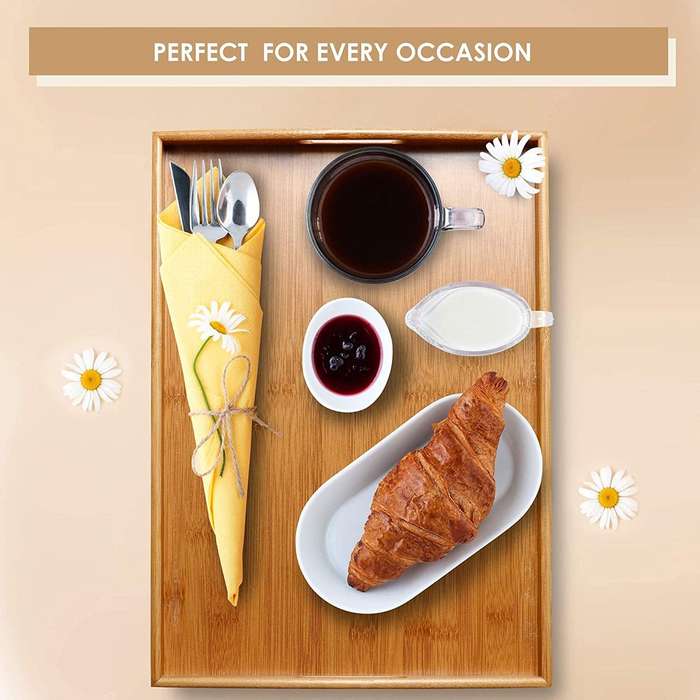 3 Piece Sturdy Rectangle Wooden Tray Set