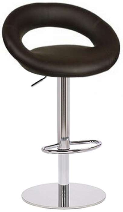 Faux Leather Swivel Cut-out Bar Stool - Brown