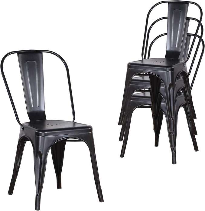 Metal stackable chair outdoor/indoor use-Black