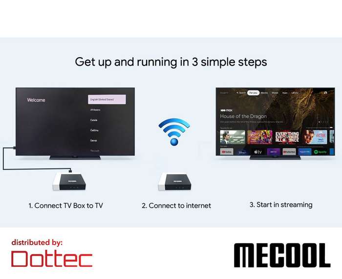 MeCool 4K Android TV Box KM7+ | Certified DStv, Netflix, Disney+ | Smart TV