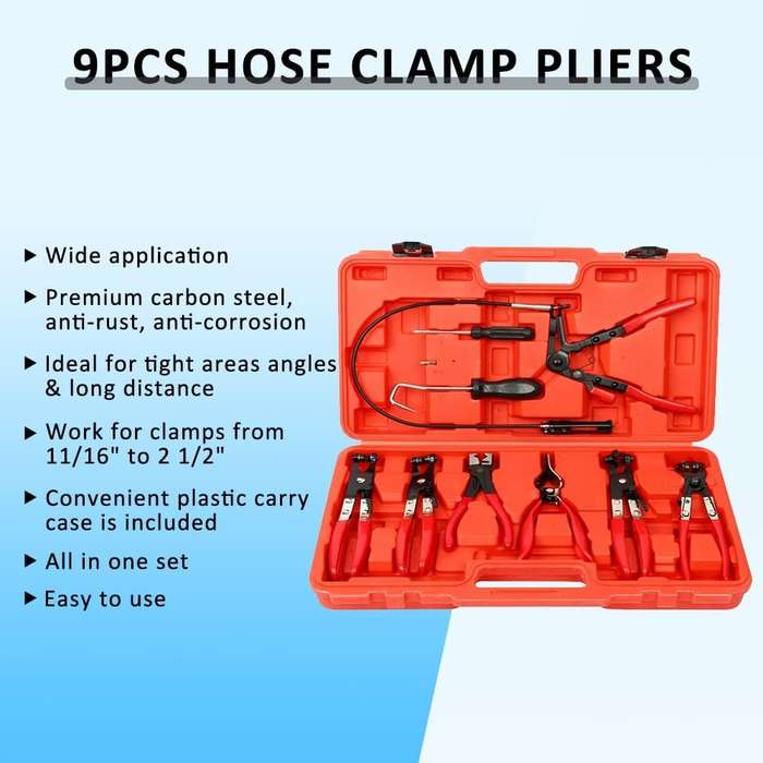 Automotive DIY Tool Hose/Liquid Line Clamp Pliers 9 Pieces Set