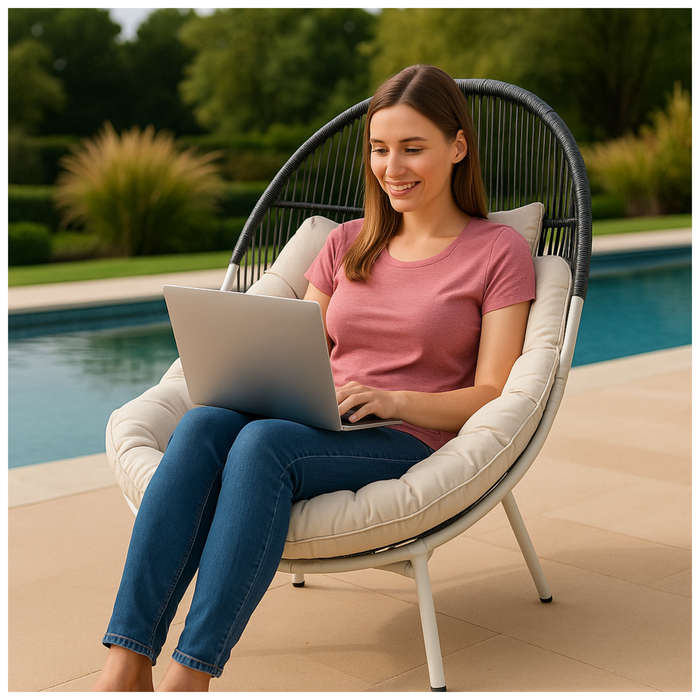 Egg Chair - Outdoor Wicker Egg Chair with Pad