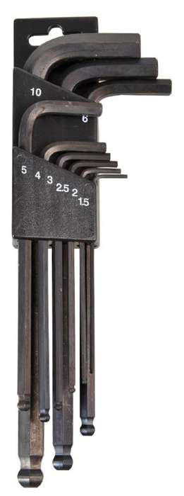 Duratool (B650BH5100-1) Hex Key Set, Ball-End, Long Series, 9 Pieces