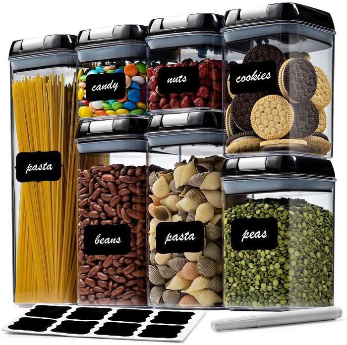 7 Pieces Air Tight Food Storage Containers - Black