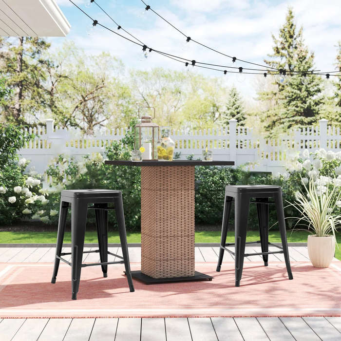 Metal stackable bar stools- 2 Pack - Black