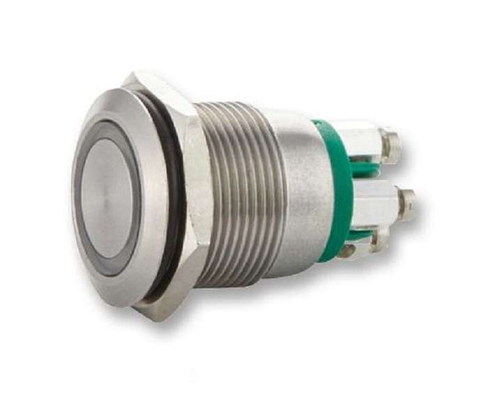 Bulgin Limited (MPI002/TERM/GN) Vandal Resistant Switch, 19.2 mm, SPST-NO