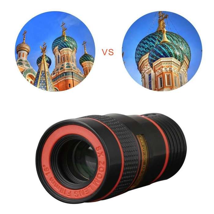Universal 8x Zoom Telescope Camera Lens with Clip for Smartphone and Tablets - OPEN BOX