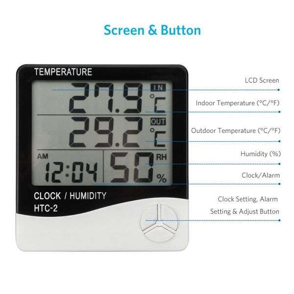Temperature and Humidity Monitor Alarm Clock - OPEN BOX