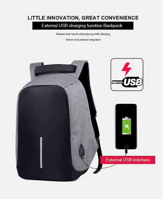 Anti-theft Travel Backpack Laptop School Bag with USB Charging Port