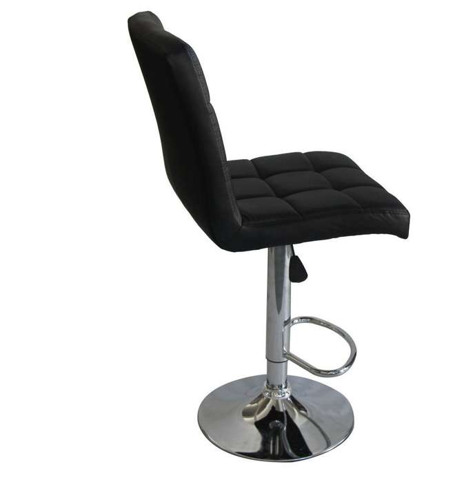 Faux Leather Swivel Kitchen Bar Stool Chair (Set of 2) - Black