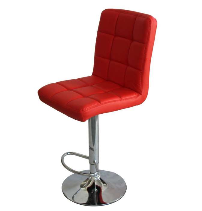 Faux Leather Swivel Kitchen Bar Stool Chair (Set of 2) - Red