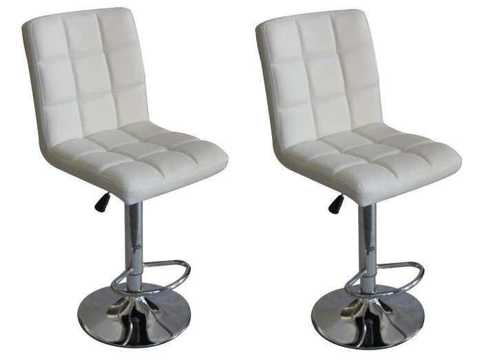 Faux Leather Swivel Kitchen Bar Stool Chair (Set of 2) - White